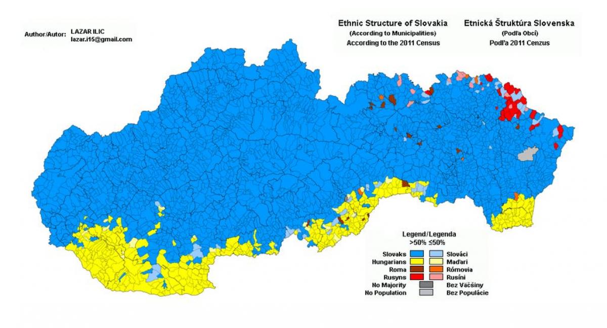 kaart van Slowakye etniese