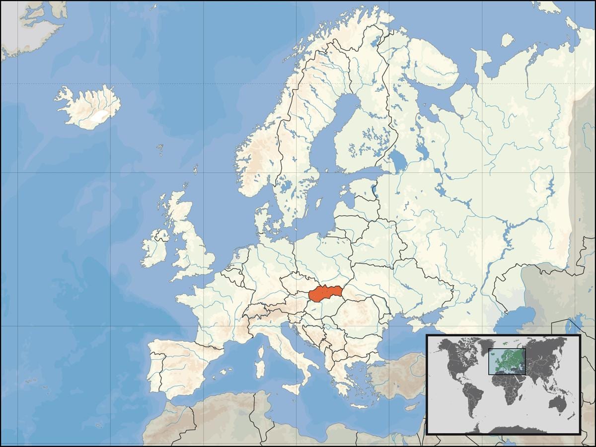 Slowakye plek op die wêreld kaart