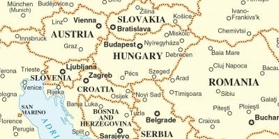 Kaart Slowakye omliggende lande