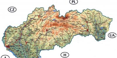 Gedetailleerde kaart van Slowakye