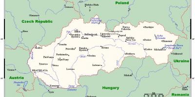 Kaart van Slowakye met stede